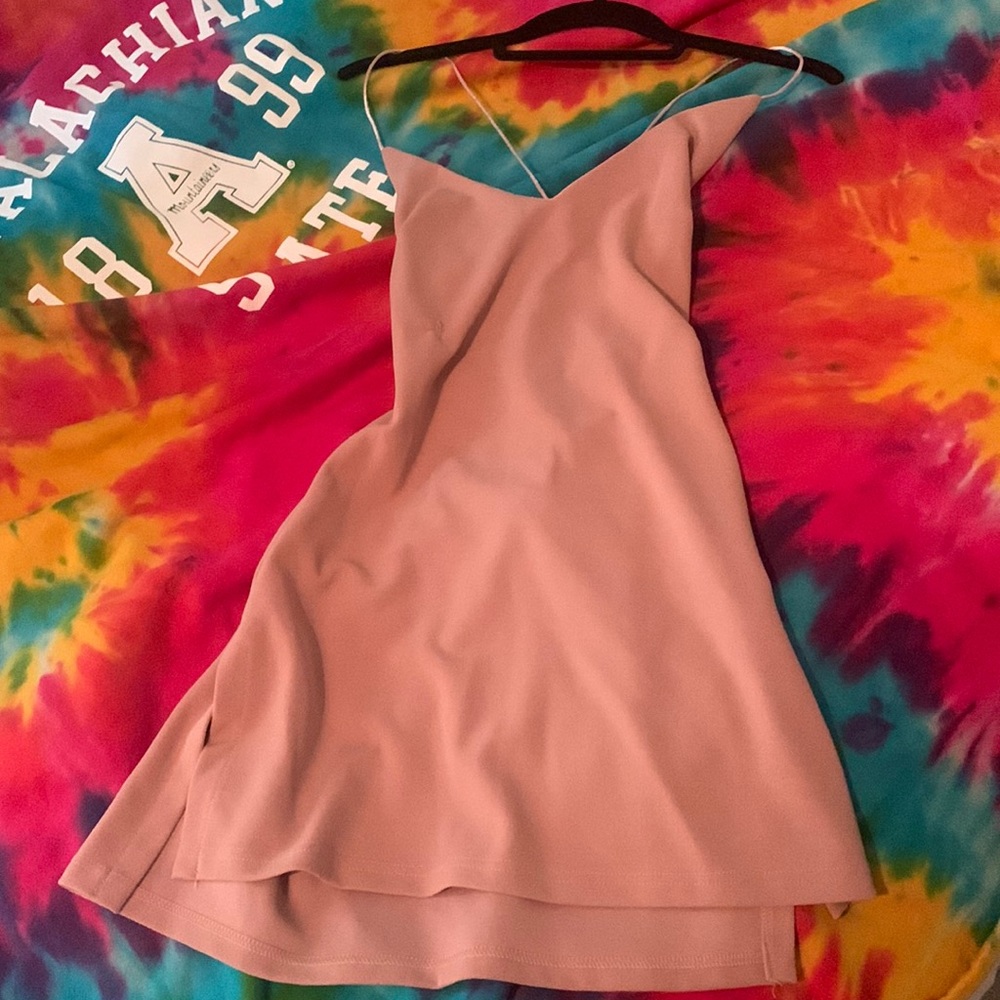 Pink lace up dress